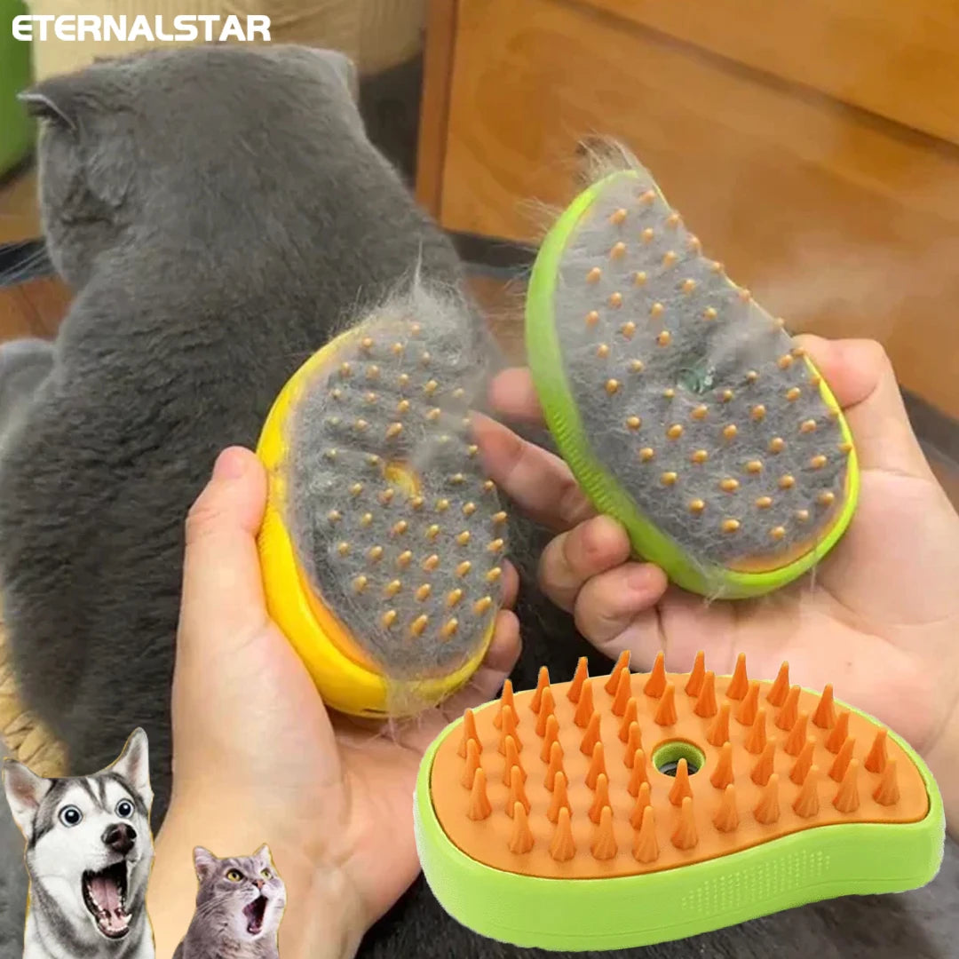 3-in-1 Electric Pet Grooming Tool: Steamy Brush with Massage and Shedding Functions for Cats and Dogs