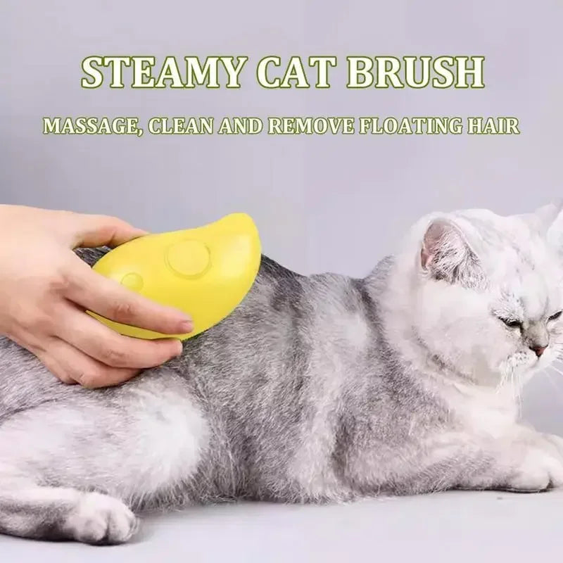 3-in-1 Electric Pet Grooming Tool: Steamy Brush with Massage and Shedding Functions for Cats and Dogs