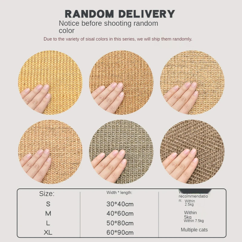 Sisal Cat Scratching Mat - Nail Sharpening Scraper for Furniture Protection and Play